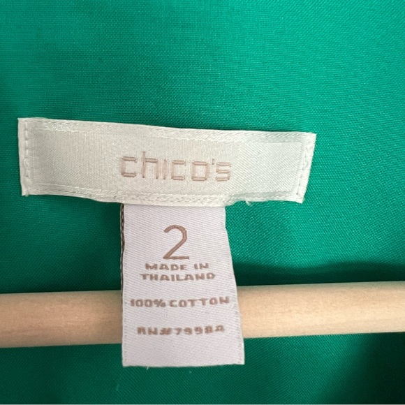 Chico’s No-Iron Short Sleeve Green Blouse Top - Picture 4 of 5